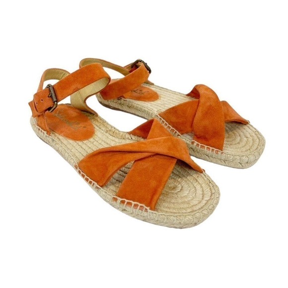 SPLENDID Women's Espadrille Wedge Sandal, Orange Fairfax Suede SZ 9.5 NEW - Picture 2 of 7